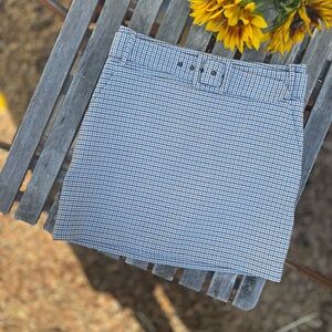 Veronica Beard blue/brown/b&w belted mini skirt